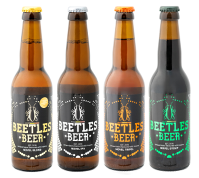 Assortiment des 4 bières aux insectes "Beetles Beer" - Blonde, IPA, Triple et Brune